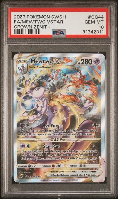 2023POKEMONSWORDANDSHIELDCROWNZENITHGG44FULLART_MEWTWOVSTARPSA10GEMMINT MEWTWO VSTAR GG44/GG70 ALT ART PSA 10 - Image 1