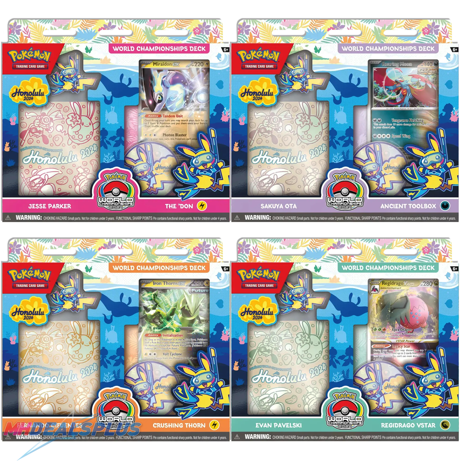24WCD_set Pokemon 2024 World Championships Deck Set of 4 (Miraidon, Roaring Moon, Iron Thorns, Regidrago) - Image 1