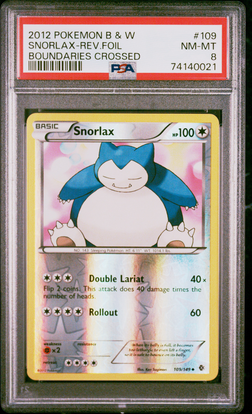 496c42c3-69fe-4573-afac-ffe9f81b99f1 PSA 8 SNORLAX-REV.FOIL BOUNDARIES CROSSED - Image 1