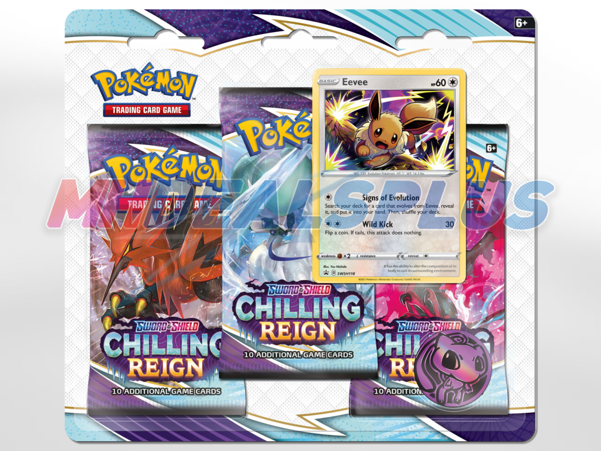 Pokemon TCG Chilling Reign 3-Pack Blister w/ Eevee & Snorlax - Set of 2 - Image 2