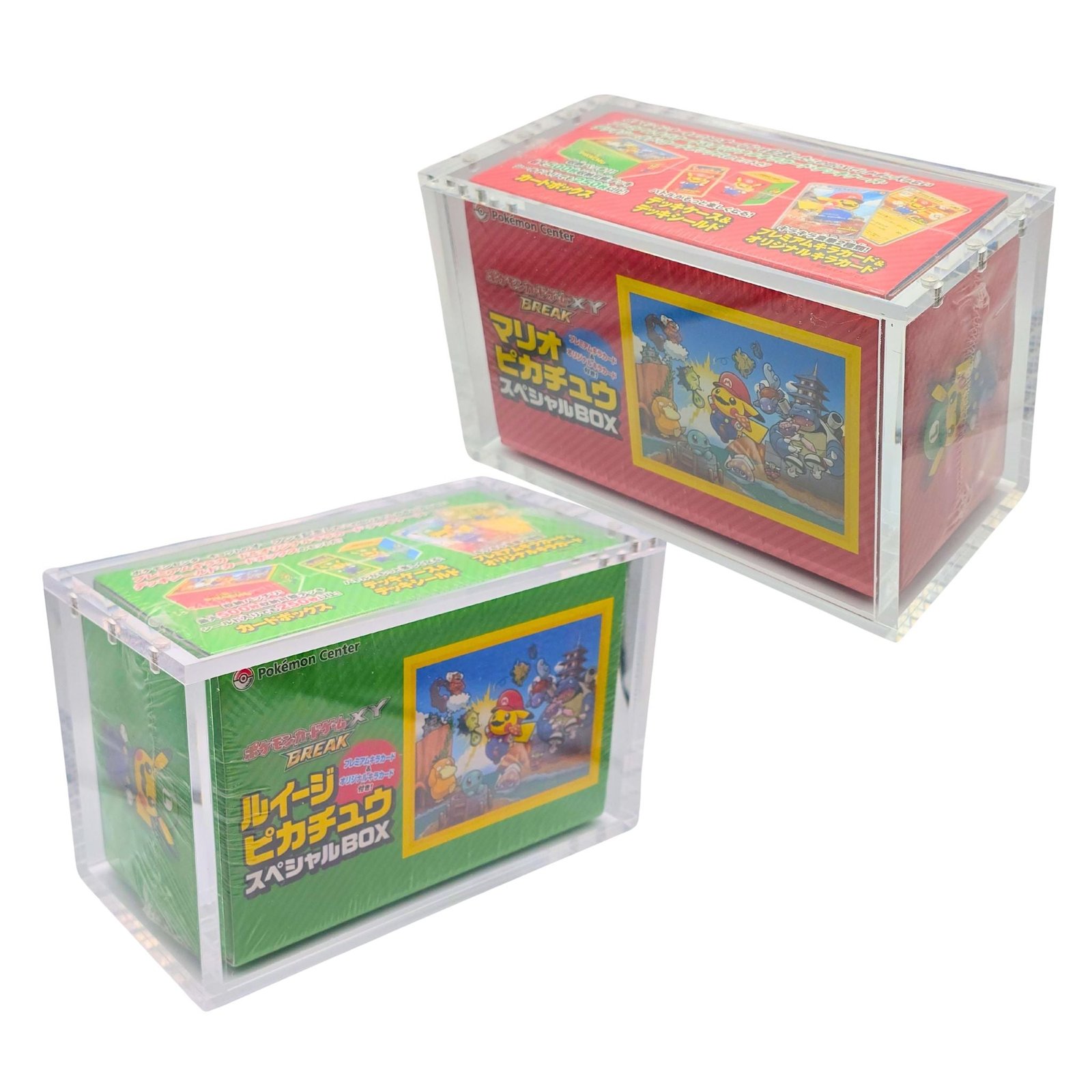 PokemonCenterPikachuMario_PikachuLuigiPromoBoxSet_Red_Green_2 Pokemon Center Pikachu Mario & Pikachu Luigi Promo Box Set (Red & Green) - Image 1