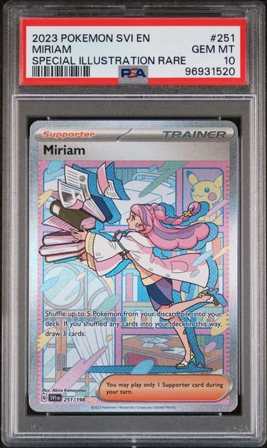 Pokemon_MIRIAM_Scarlet_Violet_251_198_SIR_PSA_10_-_front Pokemon MIRIAM Scarlet Violet 251/198 SIR PSA 10 - Image 1