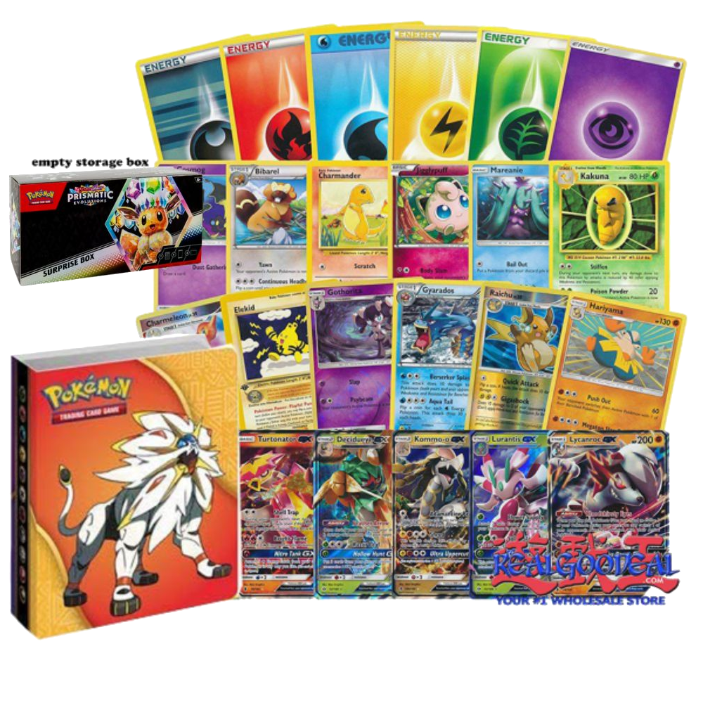 UPLOADWITHNEWEMPTYBOX 200 Pokemon Card Lot - 100 Pokemon Cards - GX Rares Foils - 100 Energy! Pokemon Mini Album - Image 1