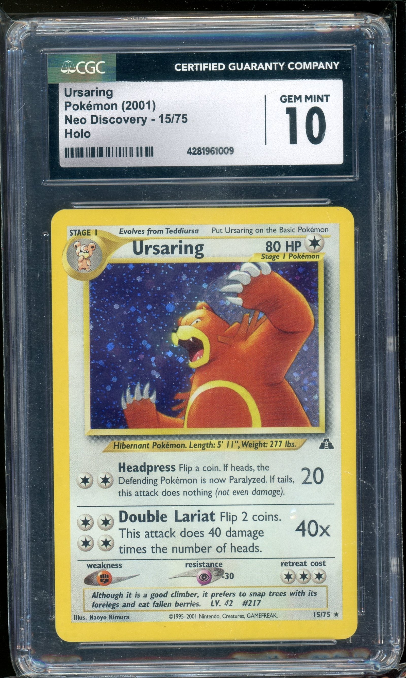 img833 URSARING 15 HOLO CGC10 - Image 1