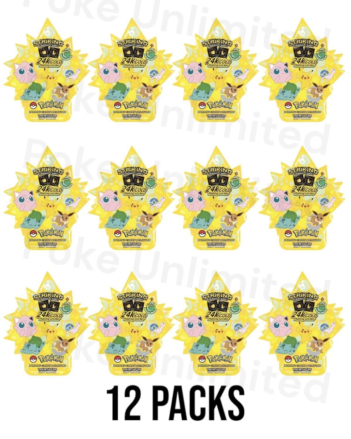 Pokémon Striking Popping Candy (12 packs) + 24K Gold Sticker (Korean) [Discontinued] - Image 2