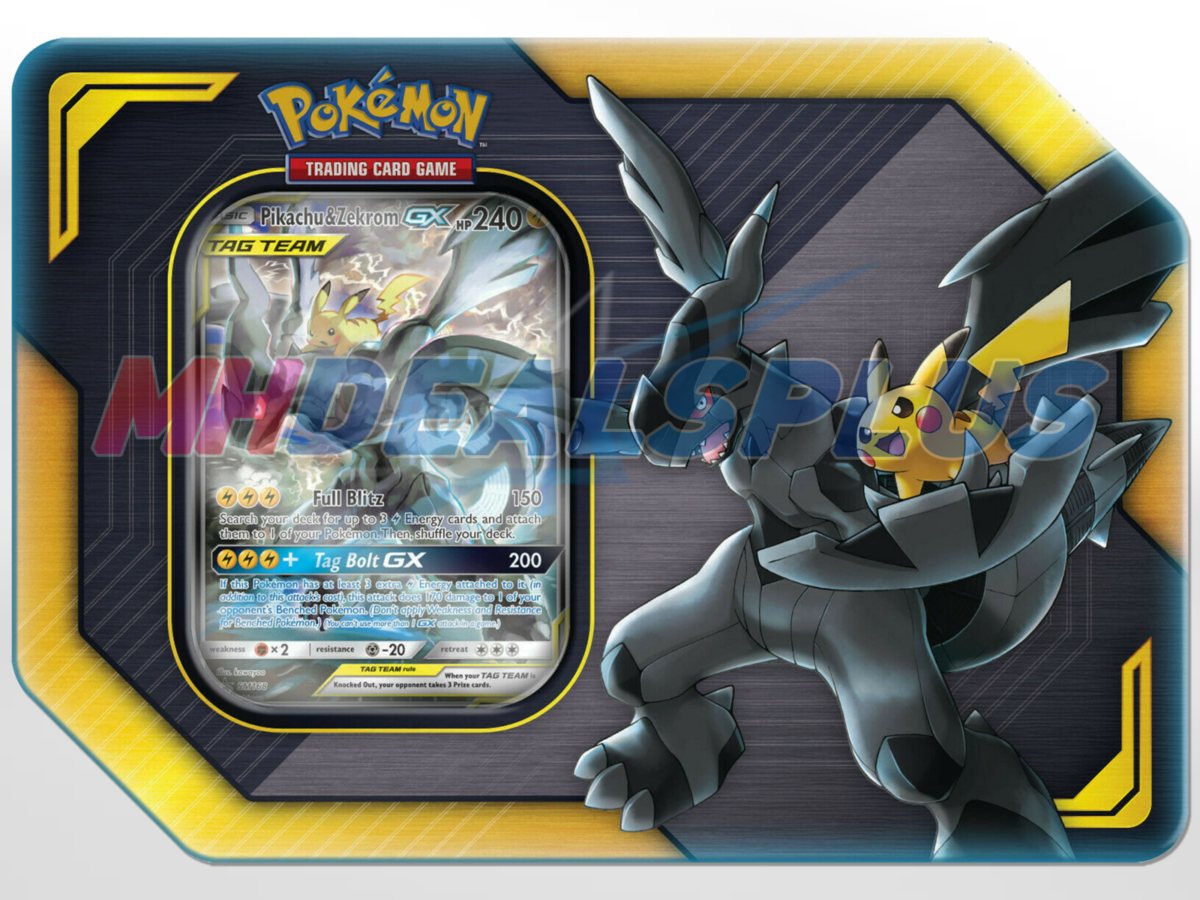 Pokemon TCG Tag Team Tin Set: Pikachu & Zekrom GX Tin, Celebi & Venusaur GX Tin, Eevee & Snorlax GX Tin - Image 2