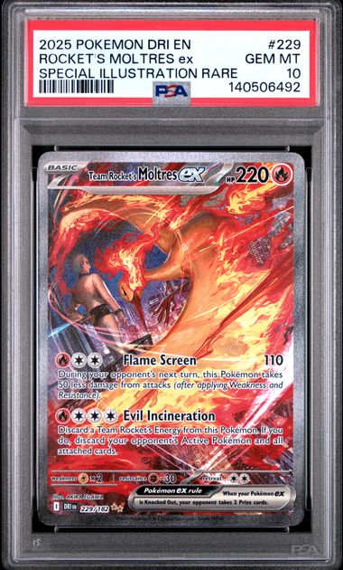 teamrocketm Team Rocket's Moltres ex - 229/182 - Destined Rivals- 2025 Pokemon - PSA 10 - Image 1